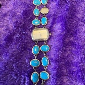 Fossil Silver Watch with Blue Accents